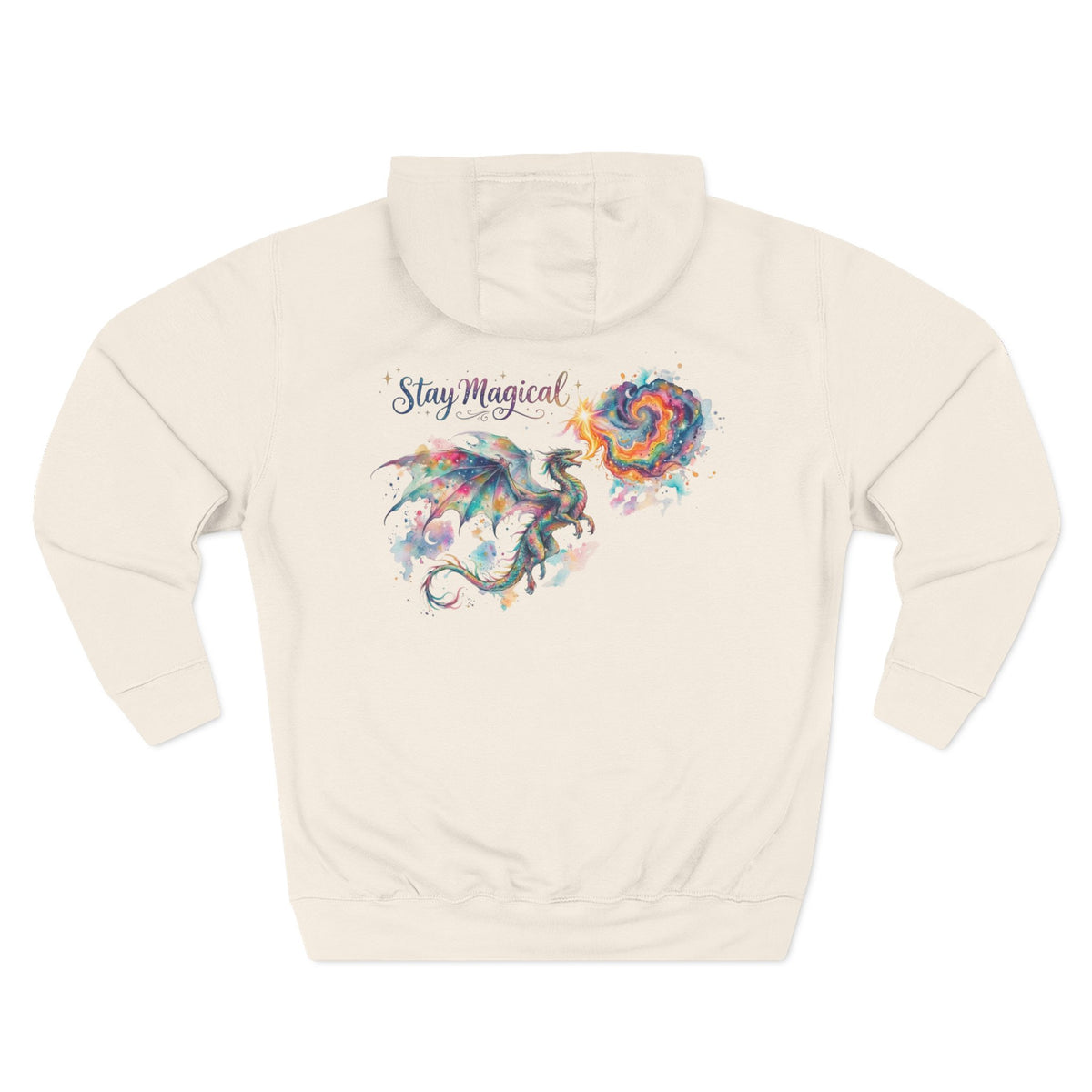 Stay Magical, Colorful Fantasy Dragon Adult Hoodie Front & Back Design