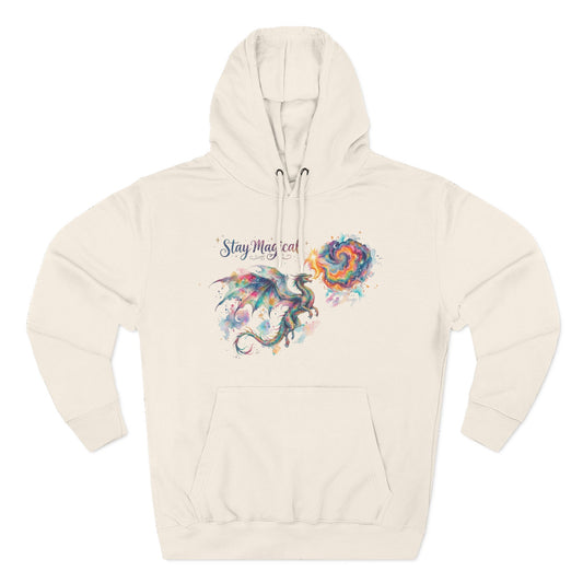 Stay Magical Dragon Adult Hoodie | Watercolor Fantasy, Colorful Mythical Art Sweatshirt | Whimsical Cottagecore Fall Hoodie