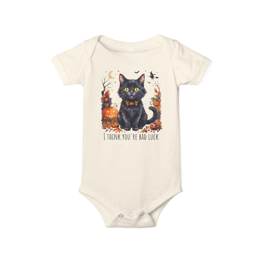 I Think You're Bad Luck, Black Cat Halloween Baby Onesie