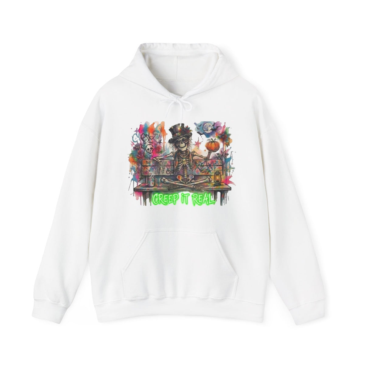 Creep It Real, Happy Skeleton Adult Hoodie