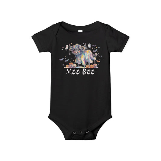 Moo Boo Highland Cow Ghost Baby Onesie