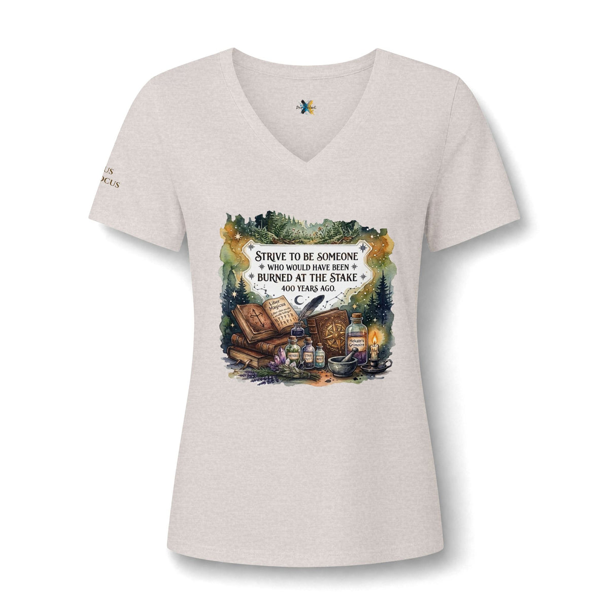 Strive to Be Someone Who Burned at the Stake, Dark Humor Witchy Vibes V-Neck T-Shirt