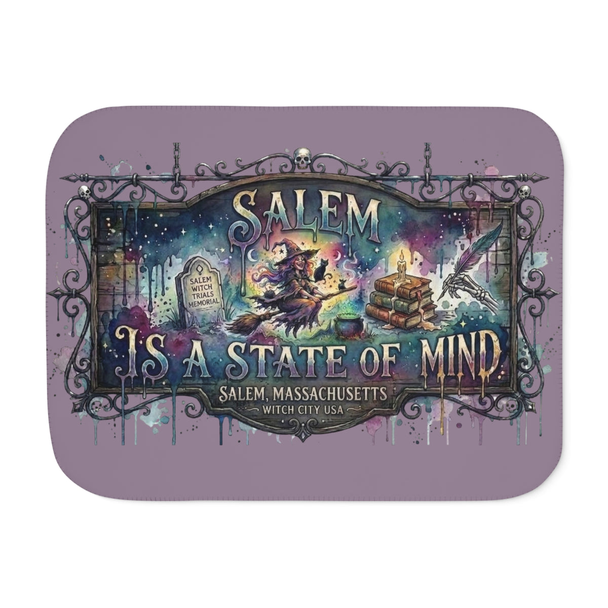 Salem Is a State of Mind, Witchy Vibes Salem, Mass. Fuzzy Sherpa Blanket