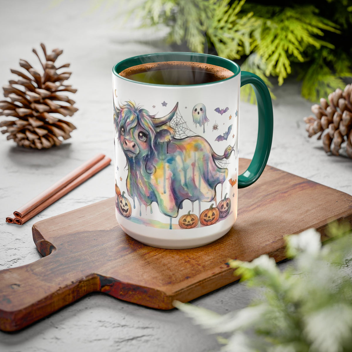 Moo Boo Highland Cow Ghost Halloween Mug