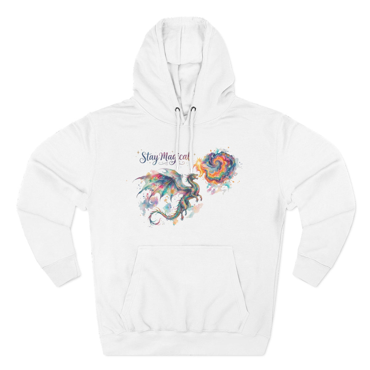 Stay Magical Dragon Adult Hoodie | Watercolor Fantasy, Colorful Mythical Art Sweatshirt | Whimsical Cottagecore Fall Hoodie
