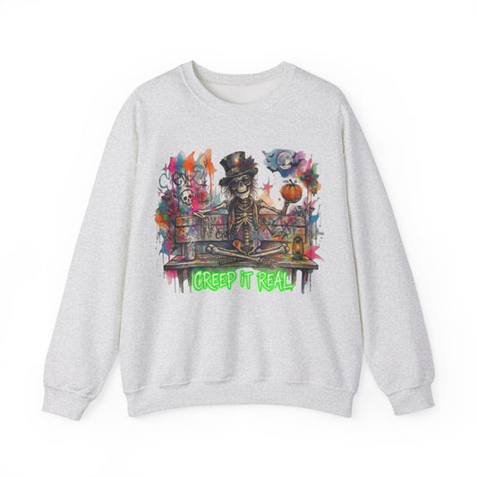 Creep It Real, Happy Skeleton Adult Sweatshirt