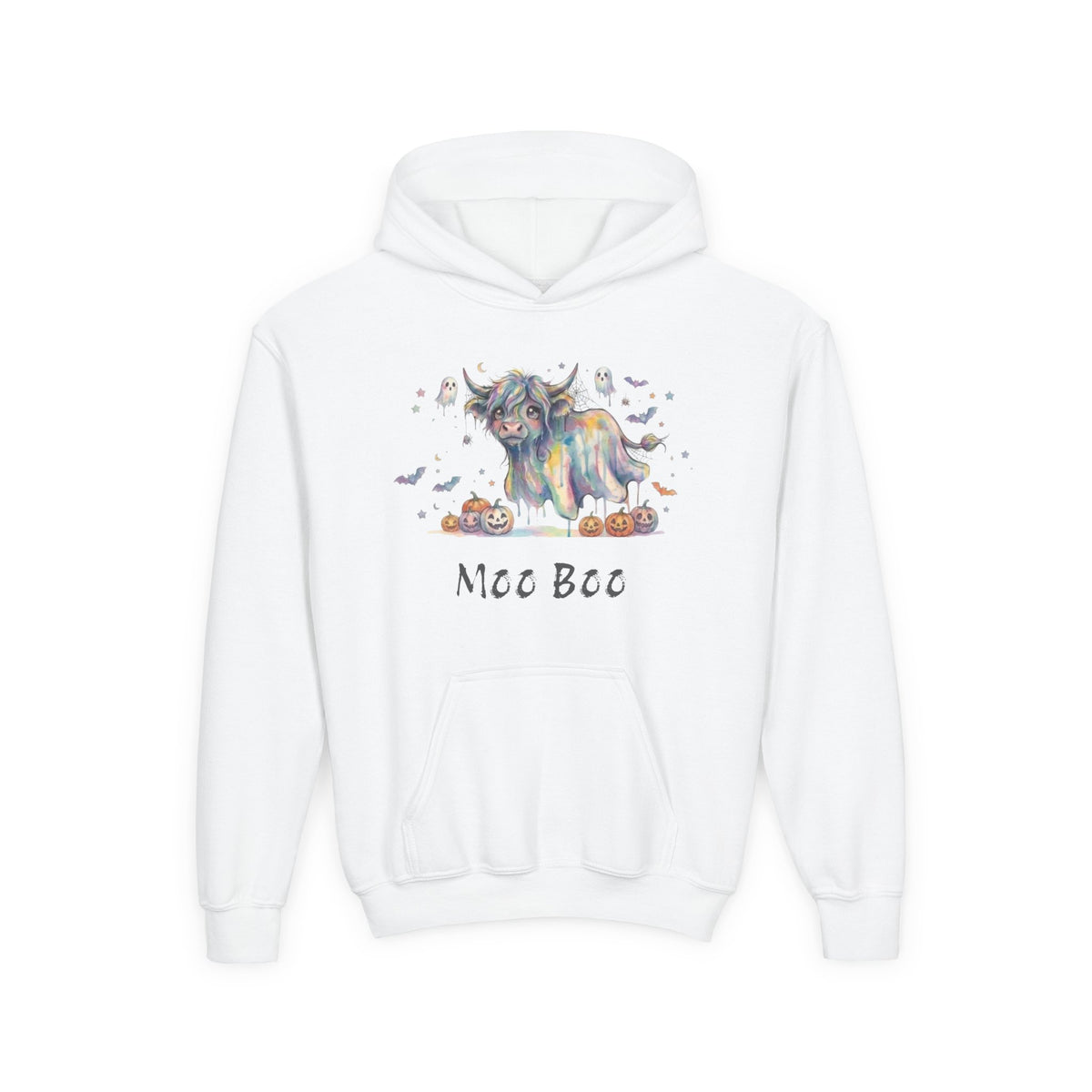 Moo Boo Highland Cow Ghost Kid's Hoodie
