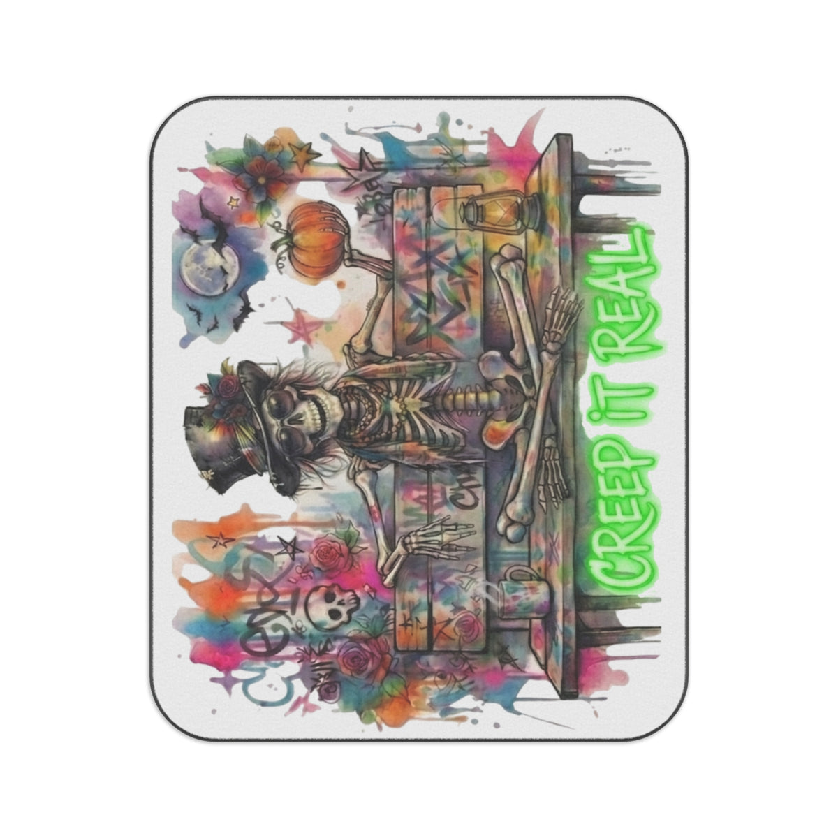 Creep It Real, Happy Skeleton Picnic Blanket