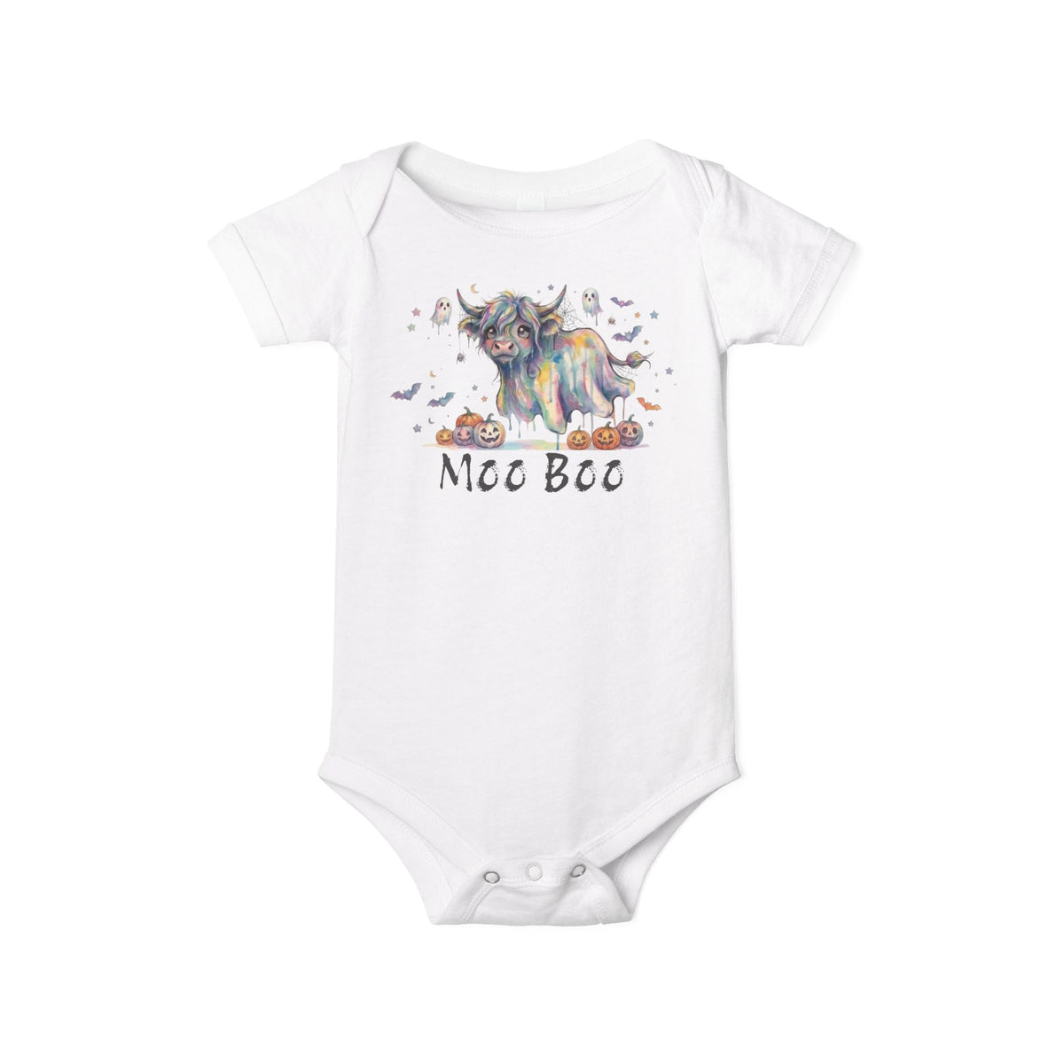Moo Boo Highland Cow Ghost Baby Onesie
