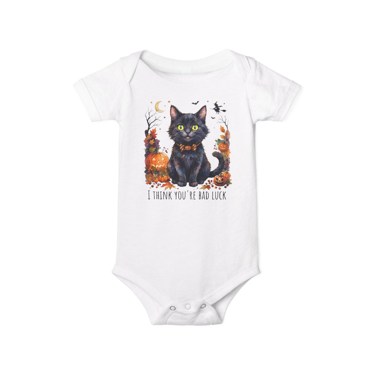 I Think You're Bad Luck, Black Cat Halloween Baby Onesie
